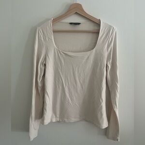 Banana republic size medium square neck cream long sleeve shirt